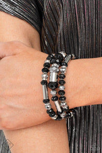 Paparazzi Dynamic Dazzle - Black Coil Bracelet