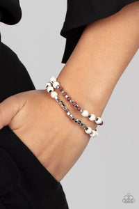 Backcountry Beauty - White and Brown Coil Bracelet Paparazzi