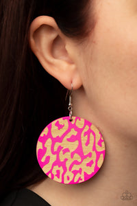 Paparazzi Catwalk Safari - Pink Wood Earring