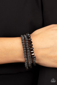 Paparazzi Gutsy and Glitzy - Black Bracelet