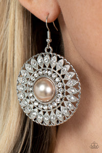 Paparazzi Glorified Glitz - Brown Pearl Earring