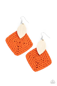 Sabbatical WEAVE - Orange Wood Earring  Paparazzi