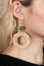 Load image into Gallery viewer, Paparazzi Wildly Wicker - Green Wood Earring
