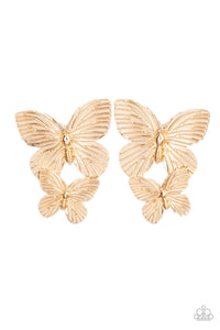 Paparazzi Blushing Butterflies - Gold Earrings