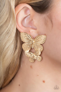 Paparazzi Blushing Butterflies - Gold Earrings