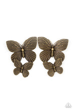 Load image into Gallery viewer, Paparazzi Blushing Butterflies - Brass Earring
