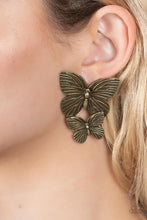 Load image into Gallery viewer, Paparazzi Blushing Butterflies - Brass Earring
