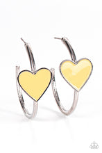 Load image into Gallery viewer, Kiss Up - Yellow Hoop Earring Paparazzi
