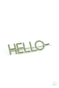 Hello There - Green Hair Clip Paparazzi