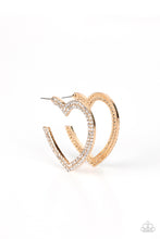 Load image into Gallery viewer, AMORE to Love - Gold Heart Hoop Paparazzi
