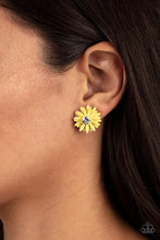 Load image into Gallery viewer, Sunshiny DAIS-y - Yellow Earring Paparazzi
