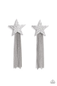 Paparazzi Superstar Solo - White Rhinestone Earring