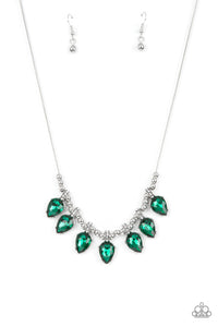 Crown Jewel Couture - Green Rhinestone Necklace Paparazzi