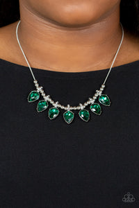 Crown Jewel Couture - Green Rhinestone Necklace Paparazzi