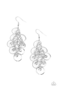 Paparazzi Head Rush - White Rhinestone Earring