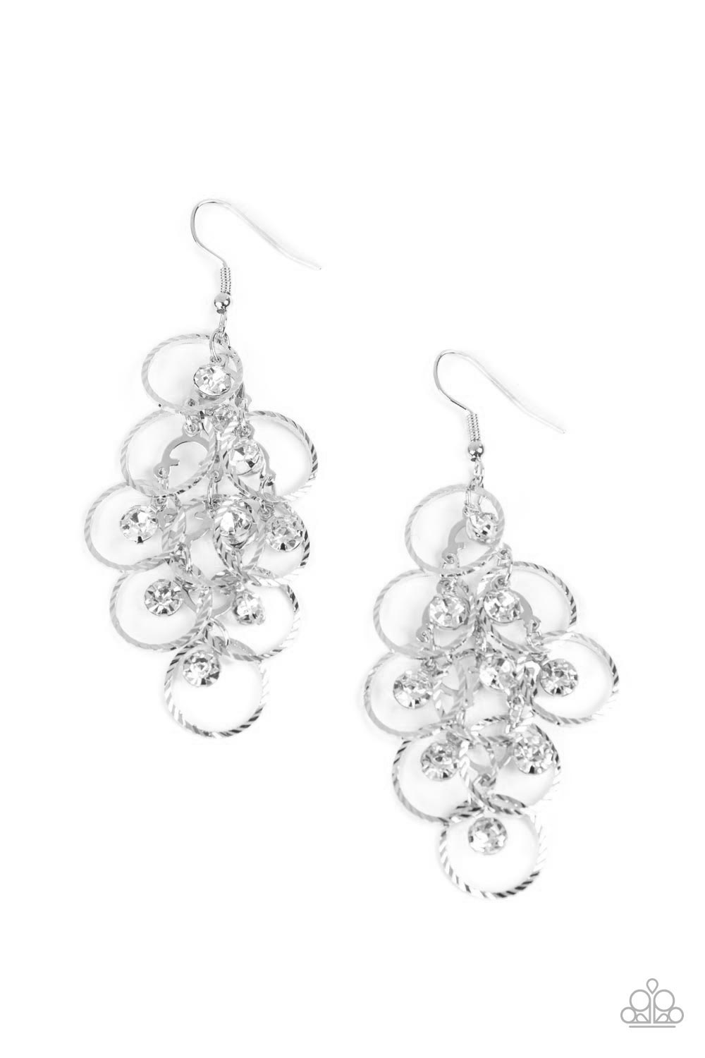 Paparazzi Head Rush - White Rhinestone Earring