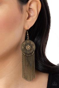 Fringe Control - Brass Tassel Earring Paparazzi