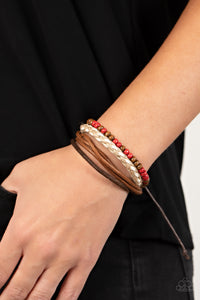 Paparazzi Woodsy Wayfarer - Red Wood Bracelet