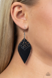 Paparazzi Naturally Nostalgic - Black Leather Earring