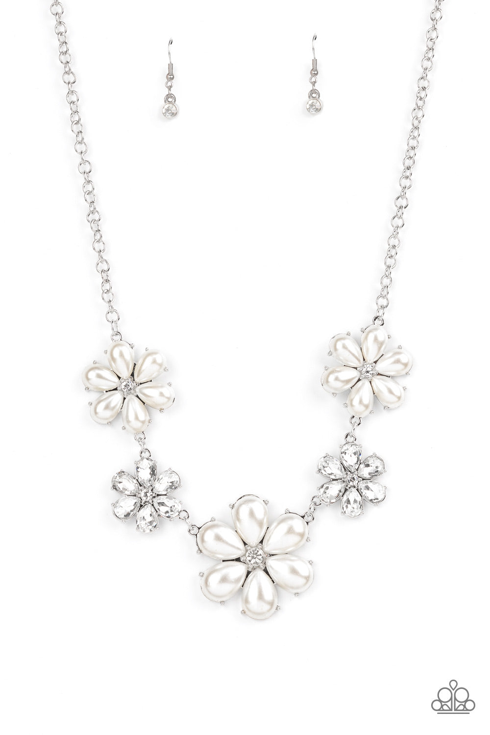 Paparazzi Fiercely Flowering - White Pearl Necklace