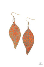 Load image into Gallery viewer, Paparazzi Leafy Luxury - Orange-Brass Earring
