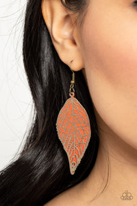 Paparazzi Leafy Luxury - Orange-Brass Earring