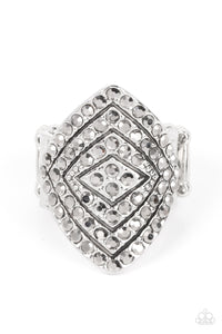 Plead GLITZY - Silver Hematite Ring Paparazzi