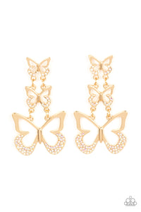 Paparazzi Flamboyant Flutter - Multi Rhinestone Gold Earring