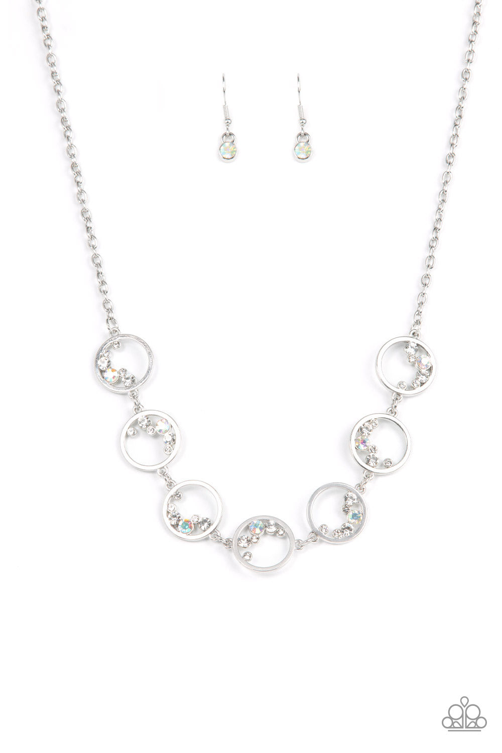 Paparazzi Blissfully Bubbly - White Rhinestone Necklace