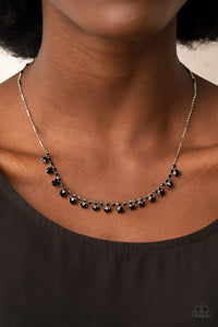 Cue the Mic Drop - Black Rhinestone Necklace Paparazzi