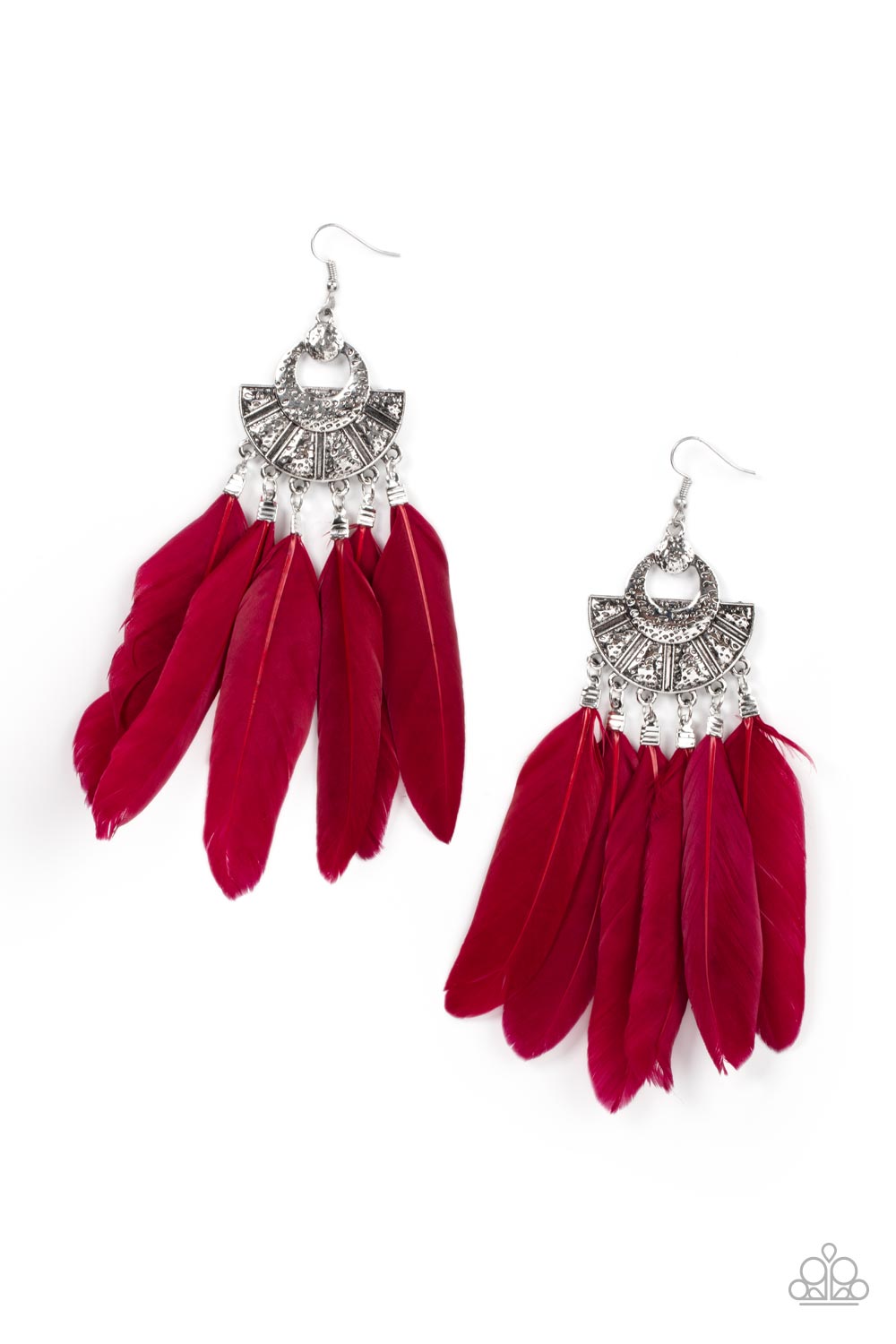 Plume Paradise - Red Feather Earring Paparazzi