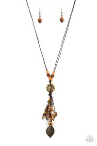 Knotted Keepsake - Orange Brass Necklace Paparazzi