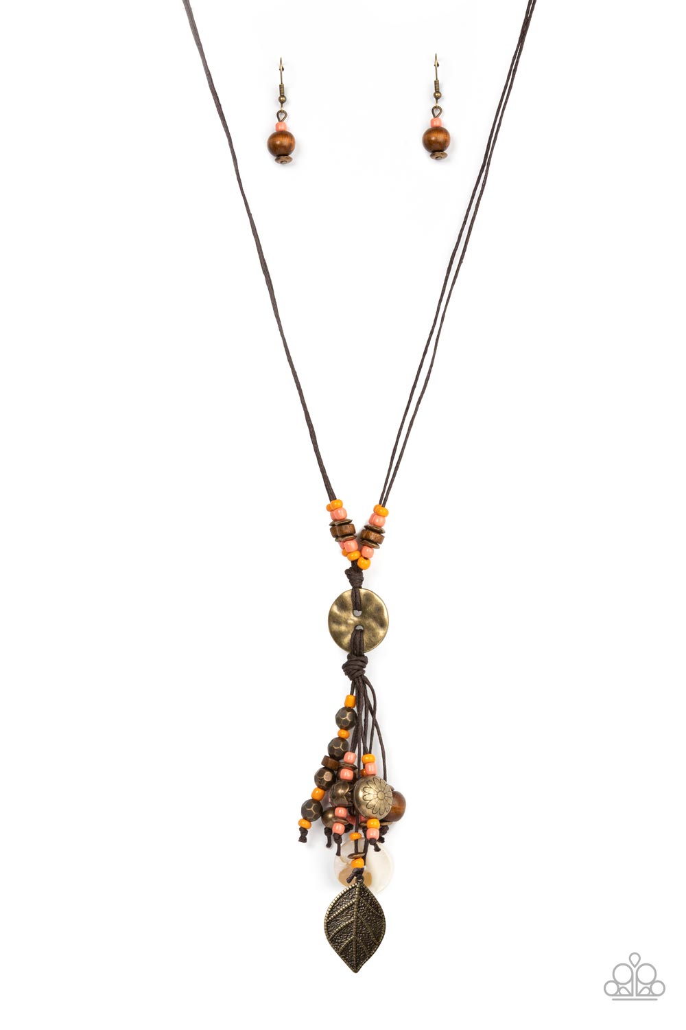 Knotted Keepsake - Orange Brass Necklace Paparazzi