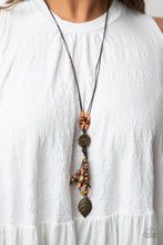 Load image into Gallery viewer, Knotted Keepsake - Orange Brass Necklace Paparazzi
