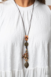 Knotted Keepsake - Orange Brass Necklace Paparazzi