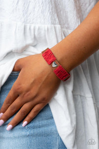 Paparazzi Lusting for Wanderlust - Red Leather Bracelet