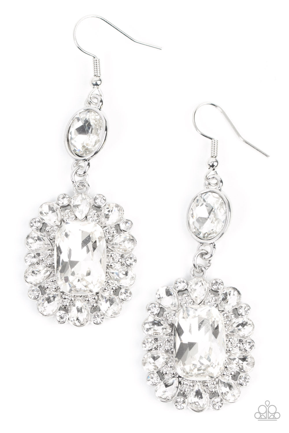 Paparazzi Capriciously Cosmopolitan - White Rhinestone Earring