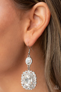 Paparazzi Capriciously Cosmopolitan - White Rhinestone Earring