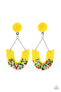 Make it RAINBOW - Yellow Earring Paparazzi