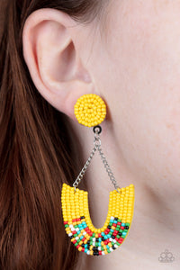 Make it RAINBOW - Yellow Earring Paparazzi