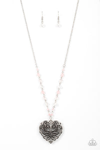 Doting Devotion - Pink Heart Necklace Paparazzi