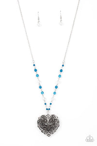 Doting Devotion - Heart Blue Necklace Paparazzi