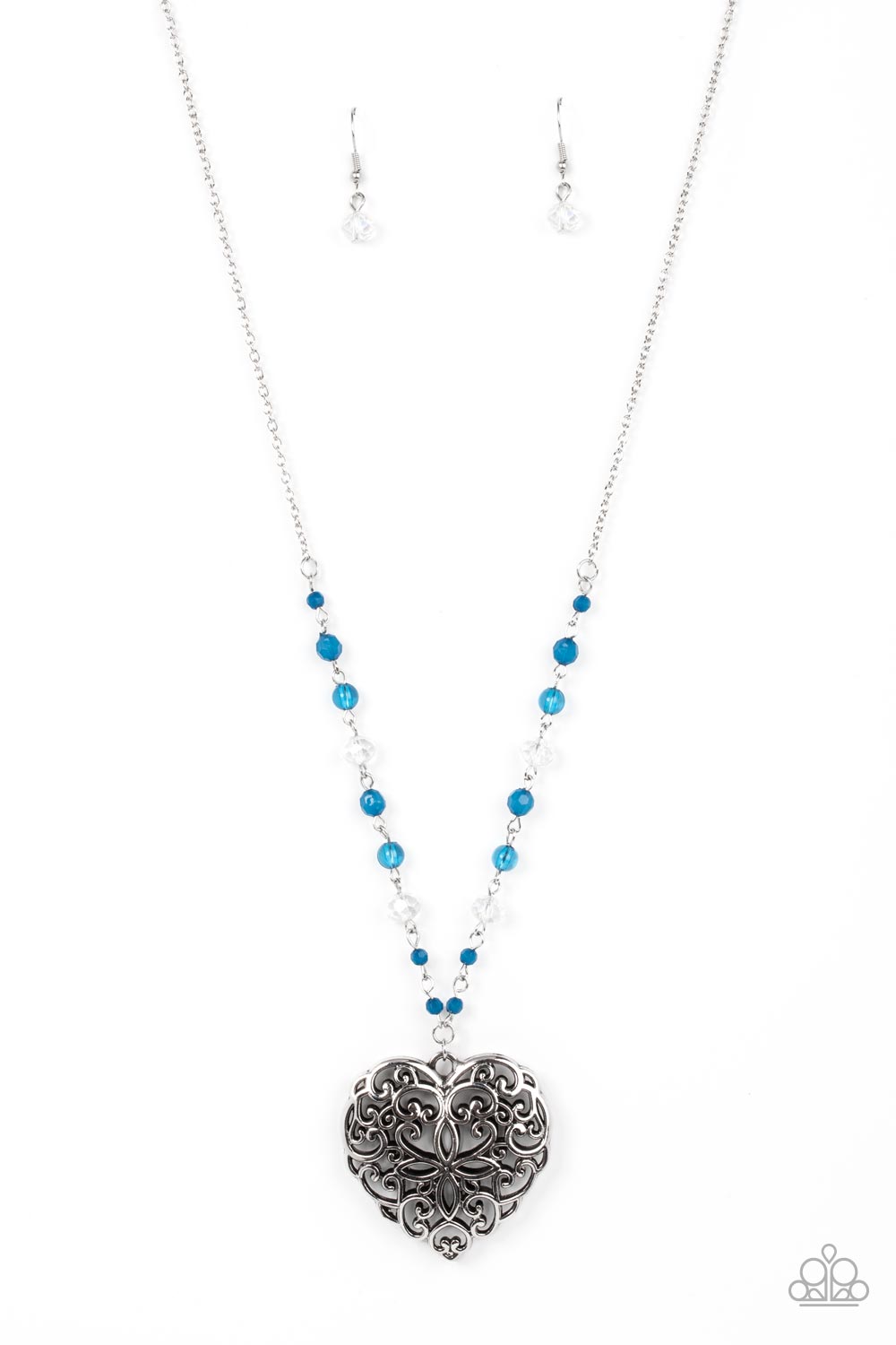 Doting Devotion - Heart Blue Necklace Paparazzi