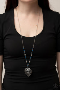 Doting Devotion - Heart Blue Necklace Paparazzi