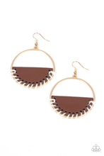 Load image into Gallery viewer, Paparazzi Lavishly Laid Back - Brown Leather Earring
