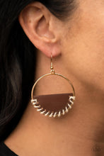 Load image into Gallery viewer, Paparazzi Lavishly Laid Back - Brown Leather Earring
