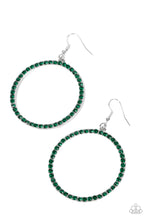 Load image into Gallery viewer, Paparazzi Head-Turning Halo - Green Rhinestone Earring
