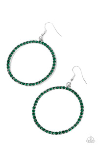 Paparazzi Head-Turning Halo - Green Rhinestone Earring