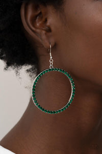 Paparazzi Head-Turning Halo - Green Rhinestone Earring