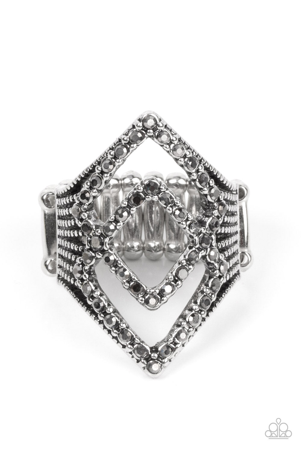 Diamond Duet - Silver Hematite Ring Paparazzi